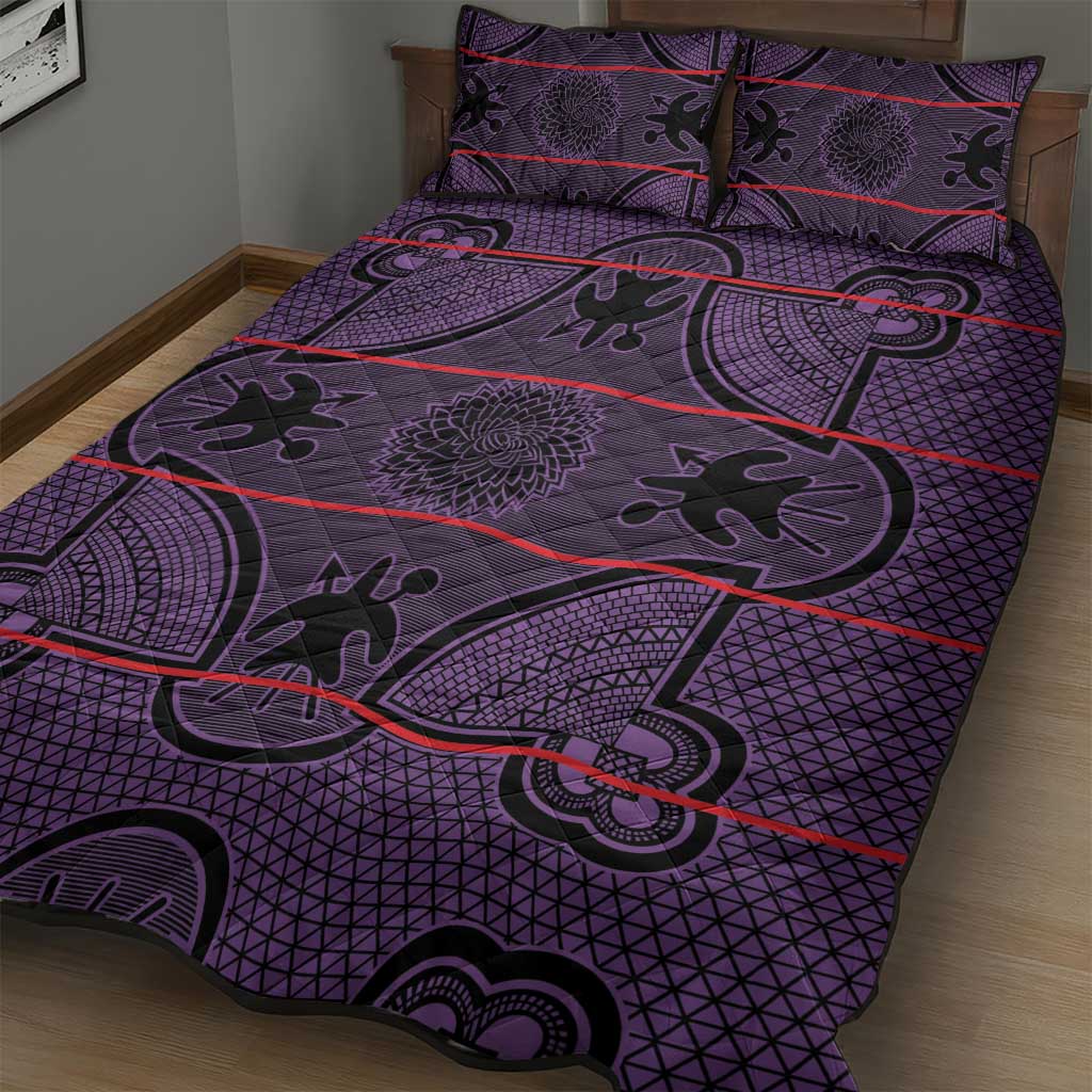 Basotho Blanket Quilt Bed Set Lesotho Seanamarena Heritage - Violet - African Pride