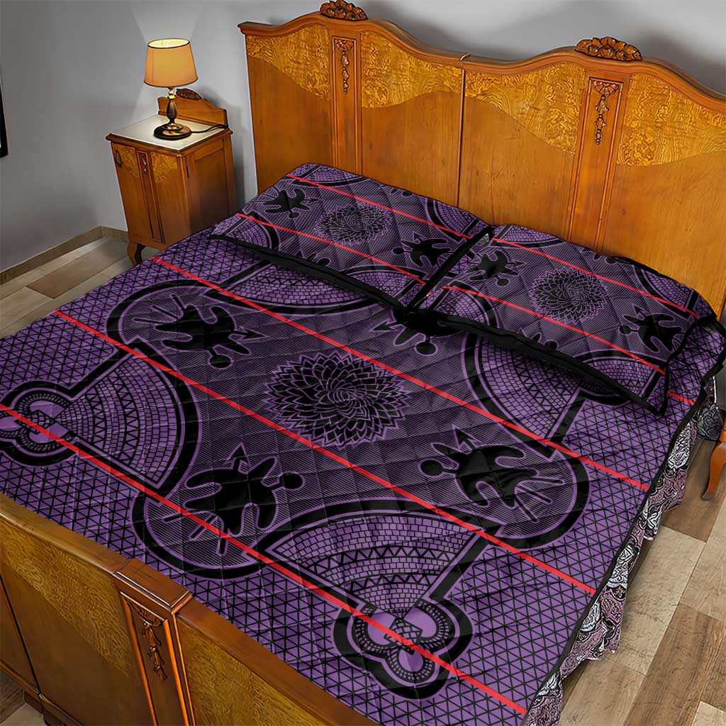 Basotho Blanket Quilt Bed Set Lesotho Seanamarena Heritage - Violet - African Pride