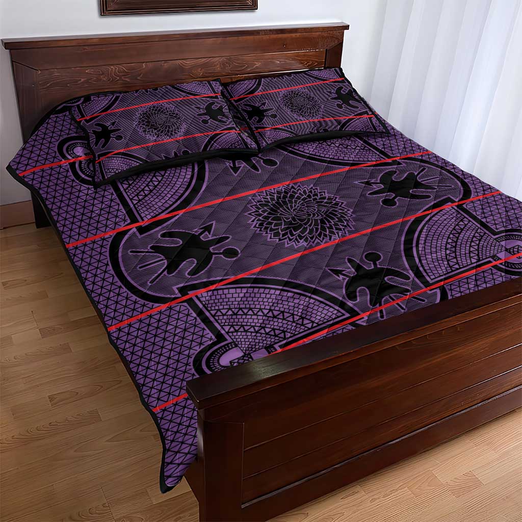 Basotho Blanket Quilt Bed Set Lesotho Seanamarena Heritage - Violet - African Pride