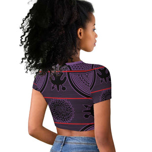 Basotho Blanket Raglan Cropped T shirt Lesotho Seanamarena Heritage - Violet - African Pride