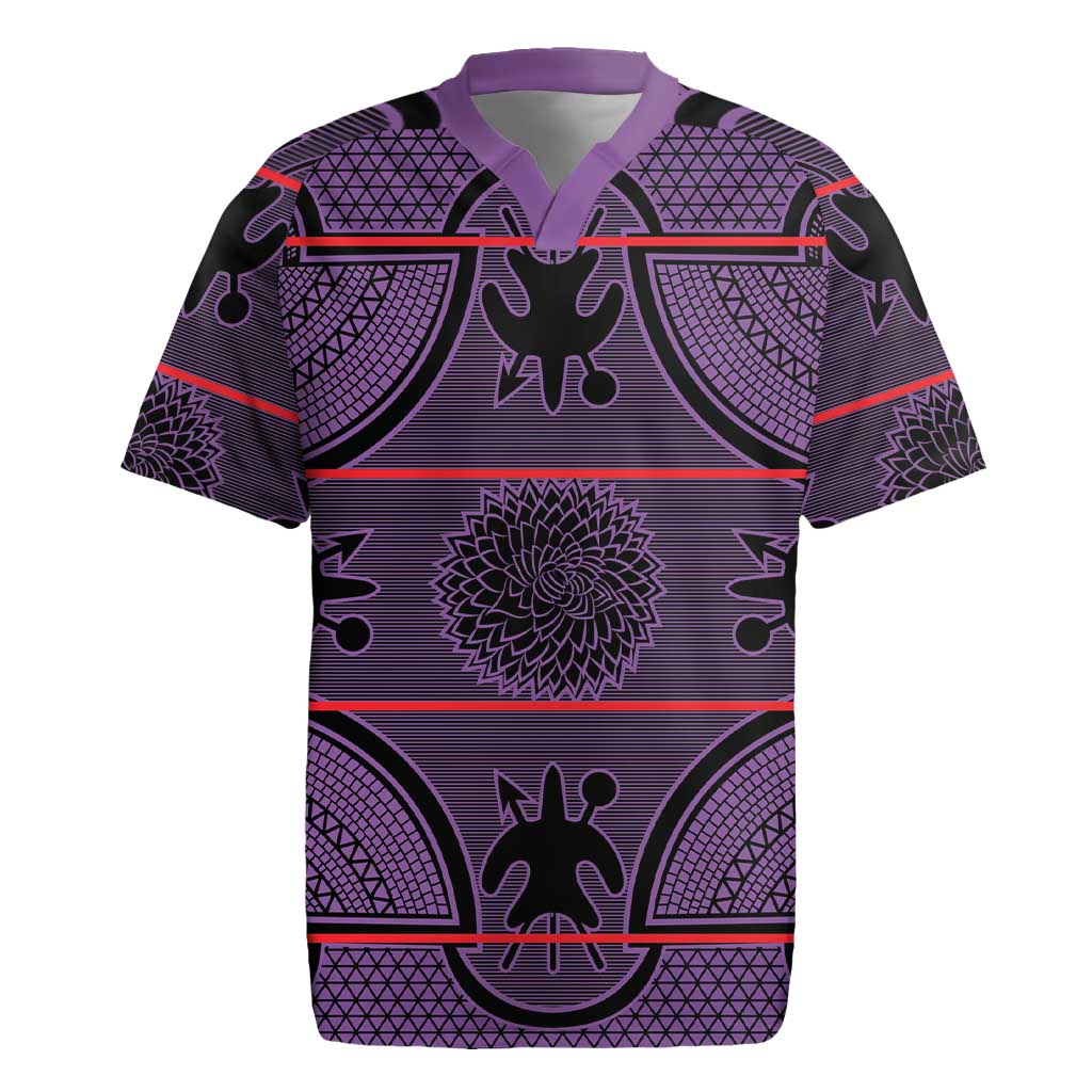 Basotho Blanket Rugby Jersey Lesotho Seanamarena Heritage - Violet - African Pride