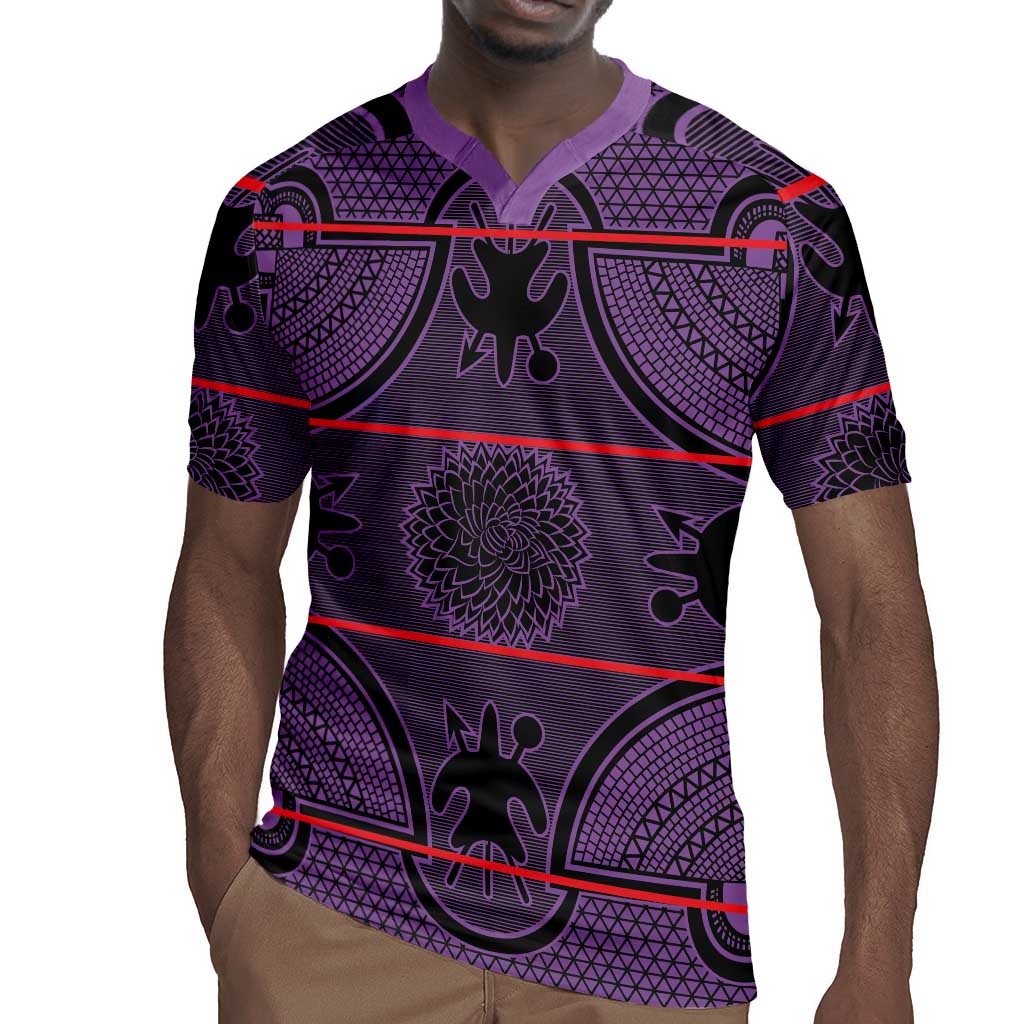 Basotho Blanket Rugby Jersey Lesotho Seanamarena Heritage - Violet - African Pride