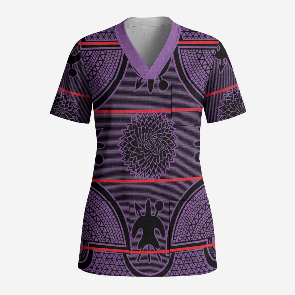 Lesotho Seanamarena Scrub Top Basotho Traditional Blanket Style - Violet - African Pride