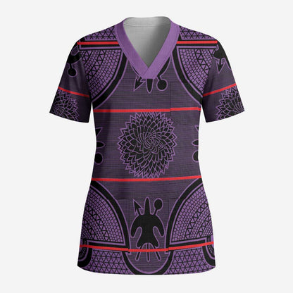 Lesotho Seanamarena Scrub Top Basotho Traditional Blanket Style - Violet - African Pride