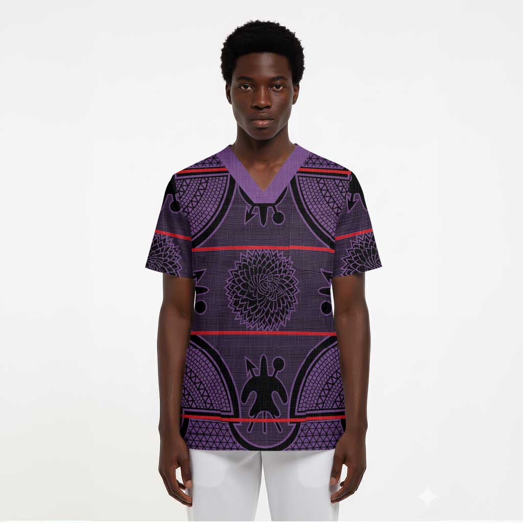 Lesotho Seanamarena Scrub Top Basotho Traditional Blanket Style - Violet - African Pride