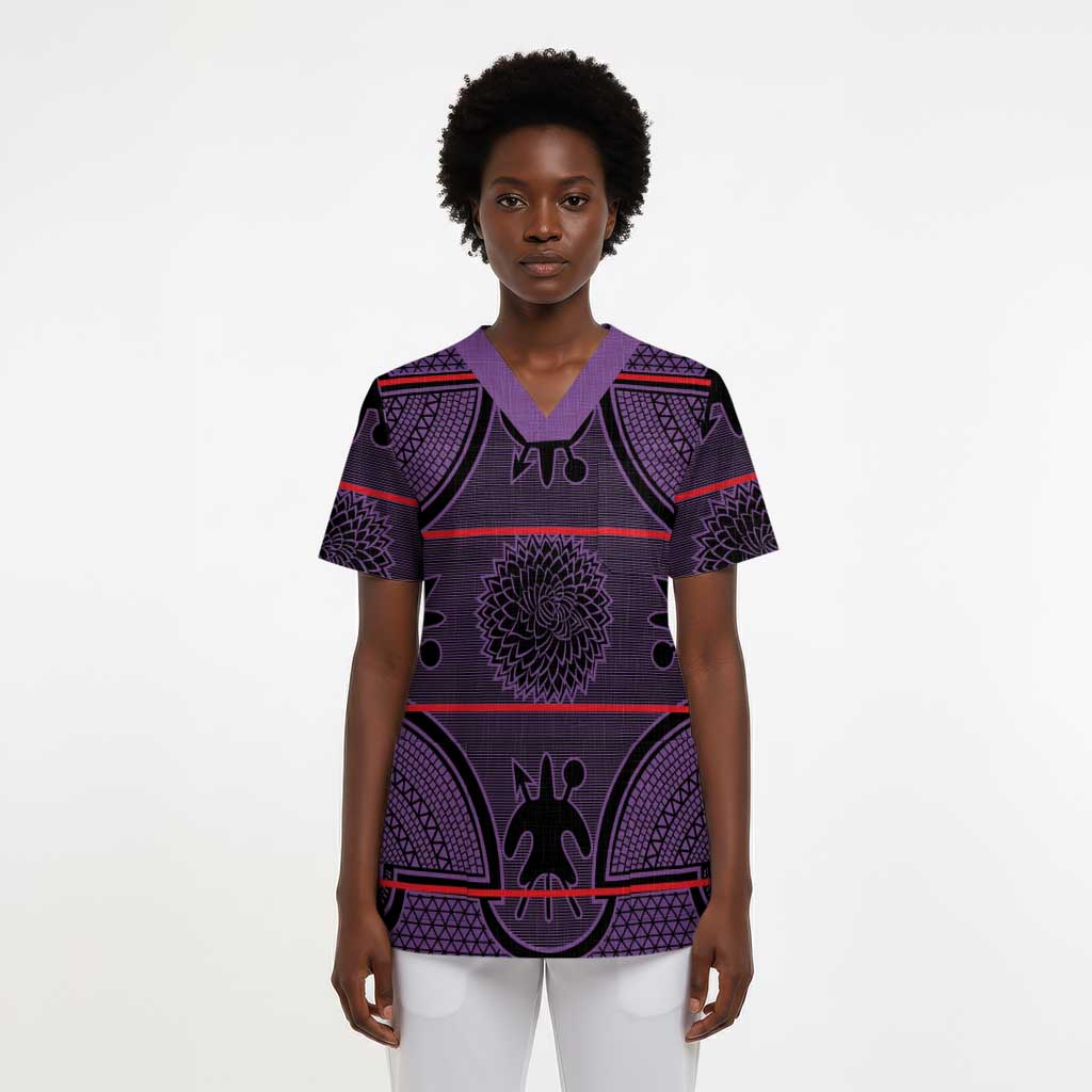 Lesotho Seanamarena Scrub Top Basotho Traditional Blanket Style - Violet - African Pride