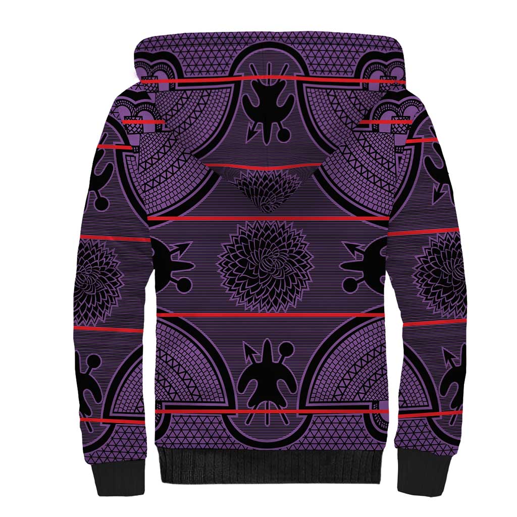 Basotho Blanket Sherpa Hoodie Lesotho Seanamarena Heritage - Violet - African Pride