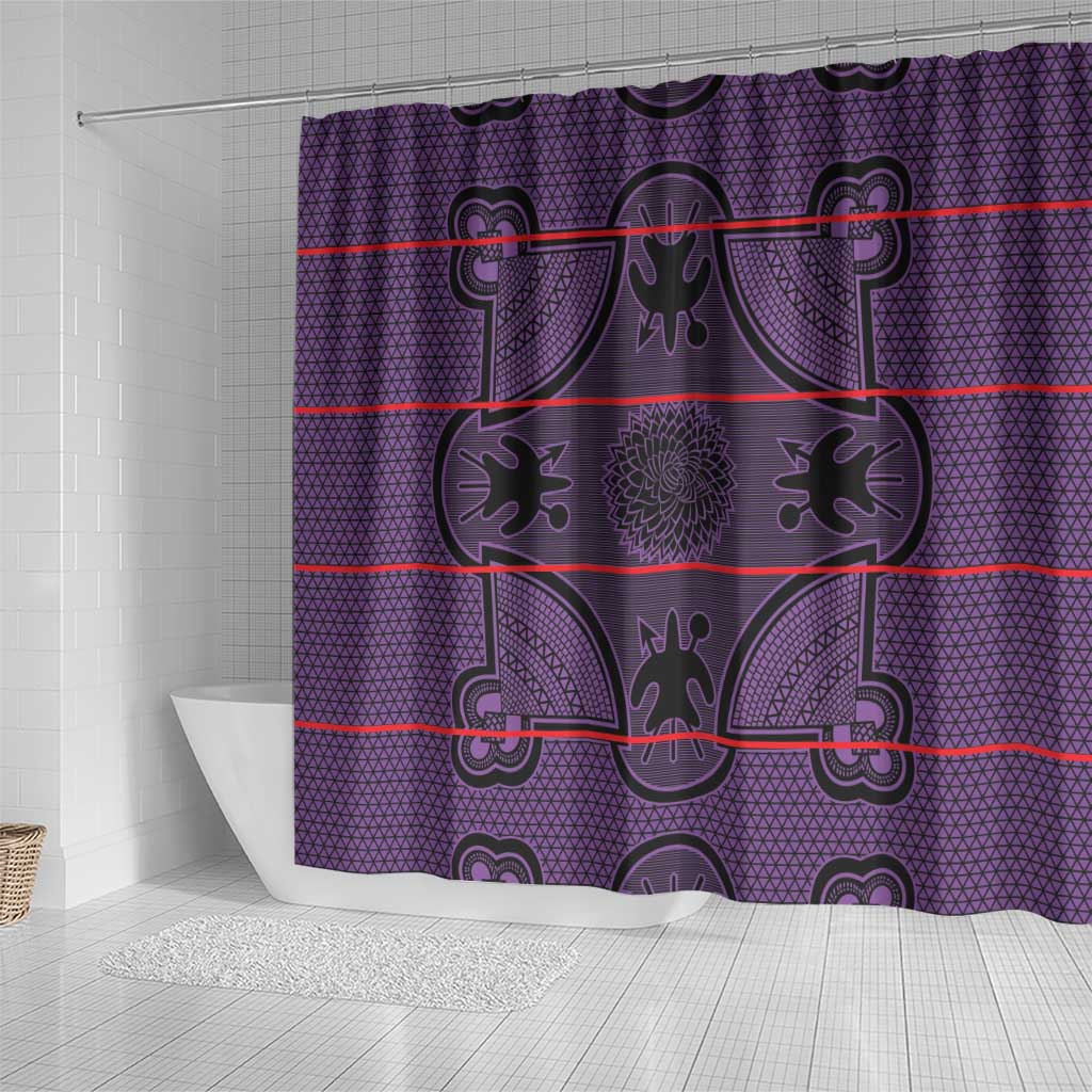 Basotho Blanket Shower Curtain Lesotho Seanamarena Heritage - Violet - African Pride