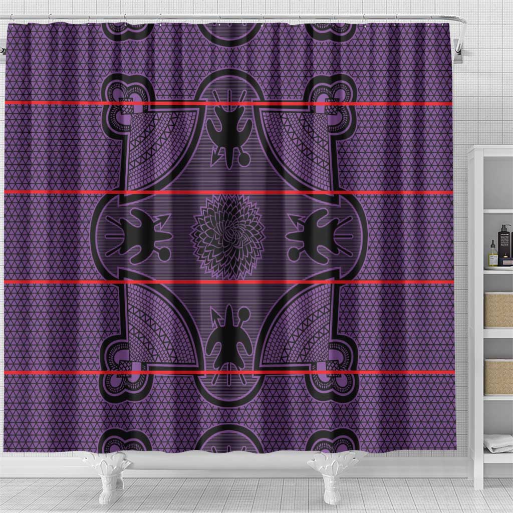 Basotho Blanket Shower Curtain Lesotho Seanamarena Heritage - Violet - African Pride