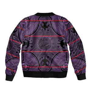 Basotho Blanket Sleeve Zip Bomber Jacket Lesotho Seanamarena Heritage - Violet - African Pride