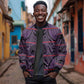 Basotho Blanket Sleeve Zip Bomber Jacket Lesotho Seanamarena Heritage - Violet - African Pride