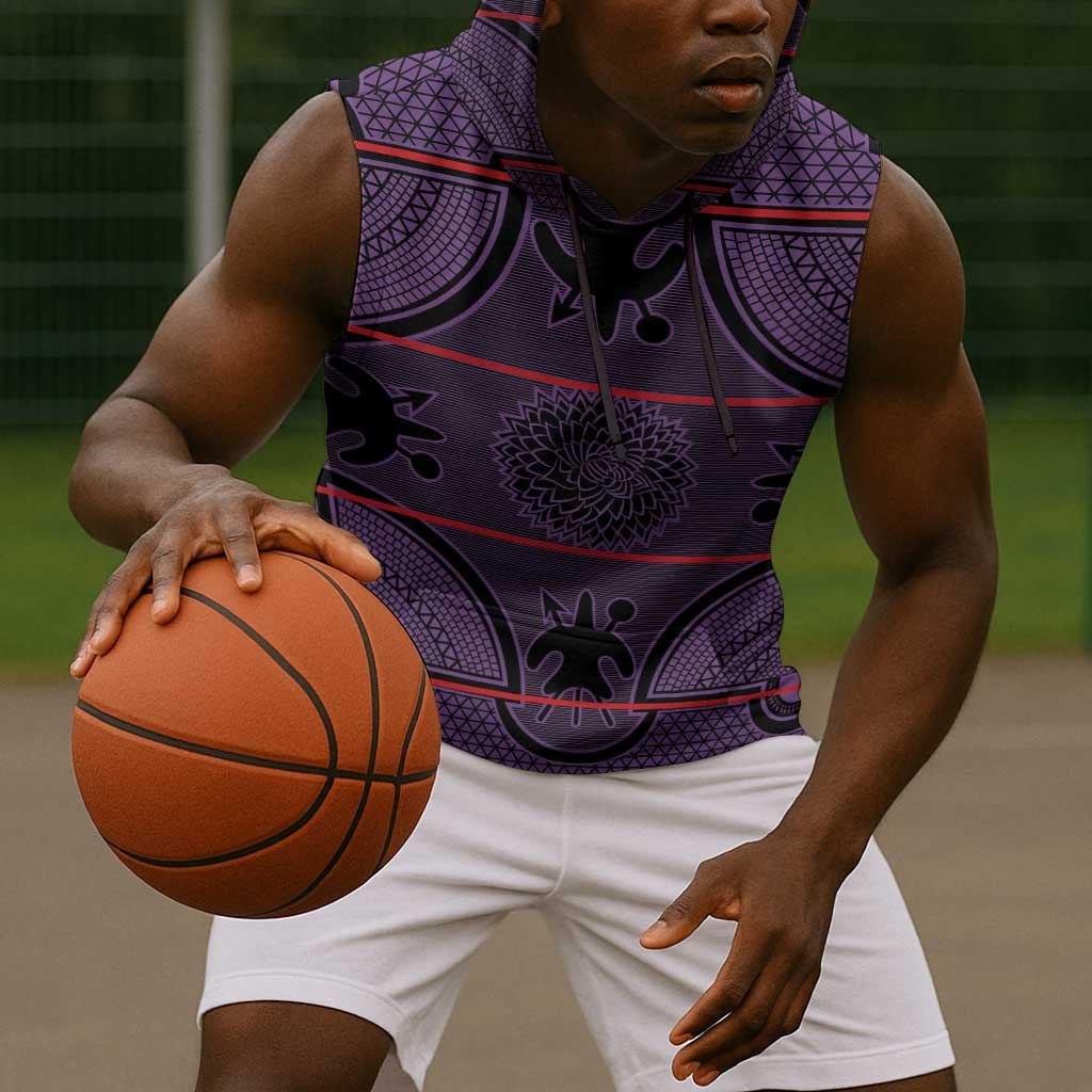 Basotho Blanket Sleeveless Hoodie Lesotho Seanamarena Heritage - Violet - African Pride