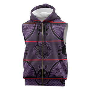 Basotho Blanket Sleeveless Zip Hoodie Lesotho Seanamarena Heritage - Violet - African Pride