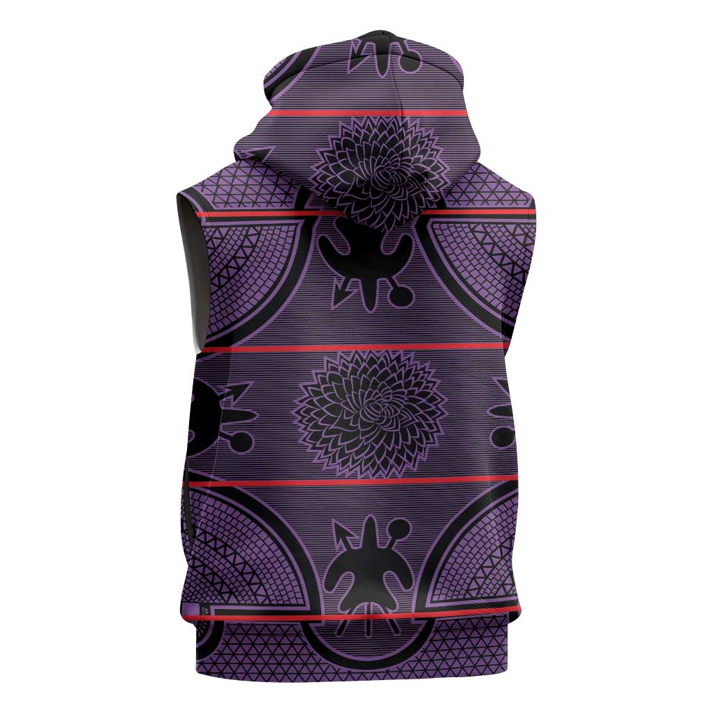 Basotho Blanket Sleeveless Zip Hoodie Lesotho Seanamarena Heritage - Violet - African Pride