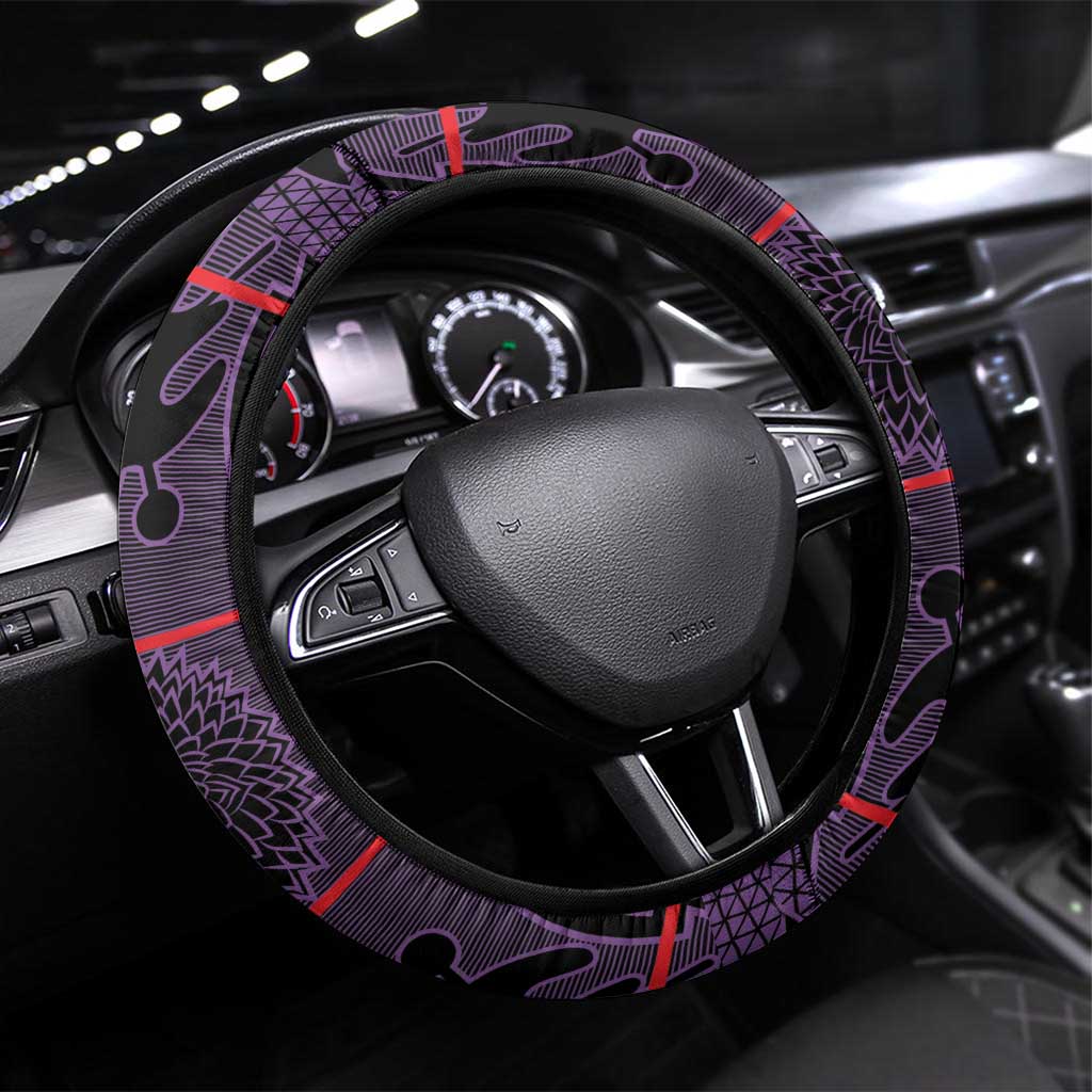 Basotho Blanket Steering Wheel Cover Lesotho Seanamarena Heritage - Violet - African Pride