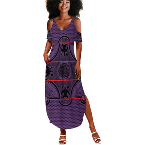 Basotho Blanket Summer Maxi Dress Lesotho Seanamarena Heritage - Violet - African Pride