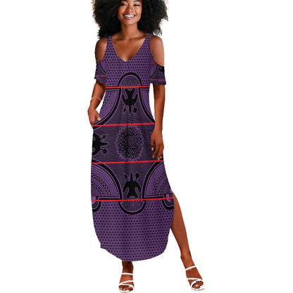 Basotho Blanket Summer Maxi Dress Lesotho Seanamarena Heritage - Violet - African Pride