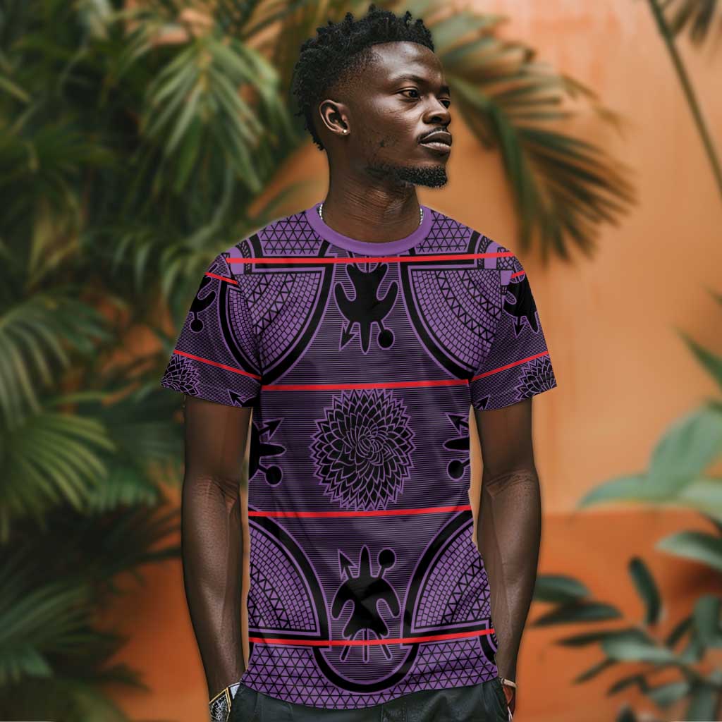 Basotho Blanket T shirt Lesotho Seanamarena Heritage - Violet - African Pride