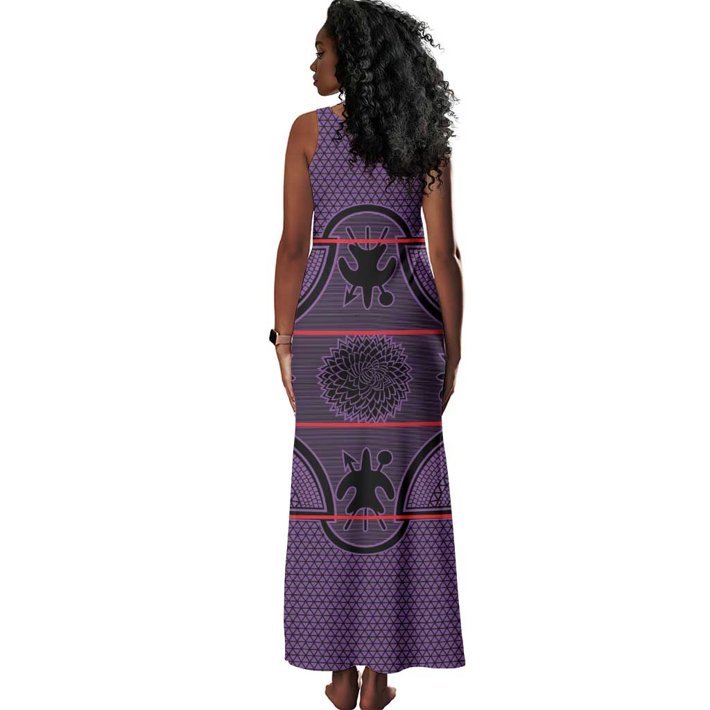 Basotho Blanket Tank Maxi Dress Lesotho Seanamarena Heritage - Violet - African Pride