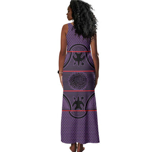 Basotho Blanket Tank Maxi Dress Lesotho Seanamarena Heritage - Violet - African Pride