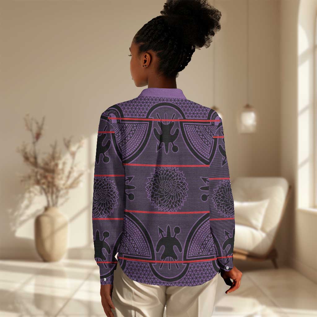 Basotho Blanket Women Casual Shirt Lesotho Seanamarena Heritage - Violet - African Pride
