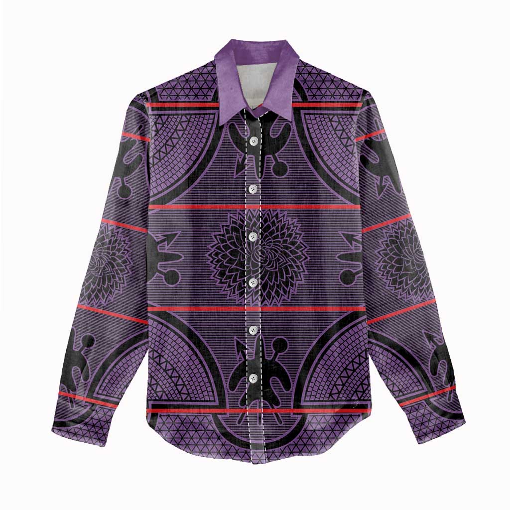 Basotho Blanket Women Casual Shirt Lesotho Seanamarena Heritage - Violet - African Pride