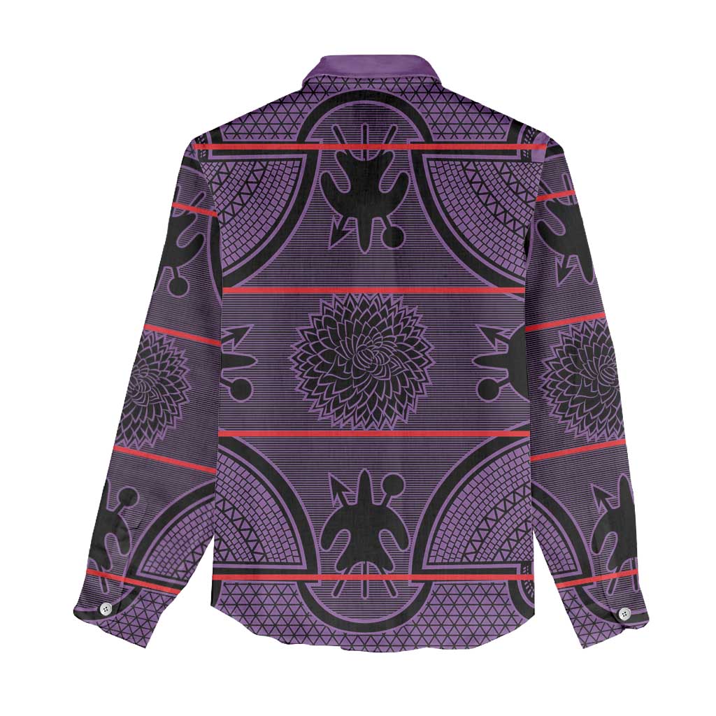 Basotho Blanket Women Casual Shirt Lesotho Seanamarena Heritage - Violet - African Pride