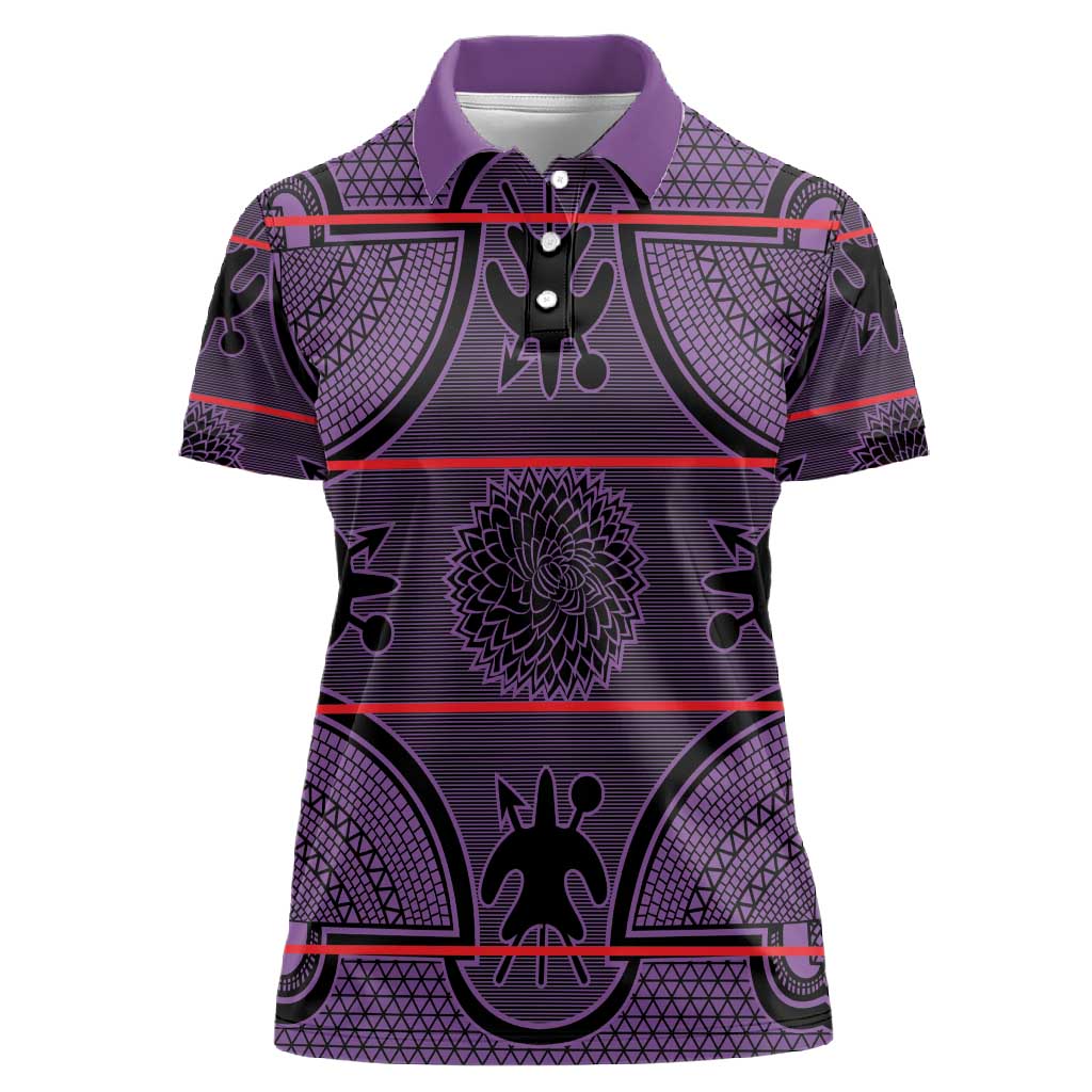 Basotho Blanket Women Polo Shirt Lesotho Seanamarena Heritage - Violet - African Pride