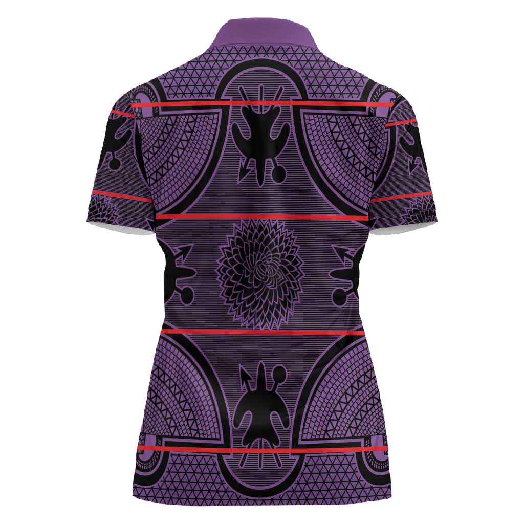 Basotho Blanket Women Polo Shirt Lesotho Seanamarena Heritage - Violet - African Pride