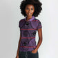 Basotho Blanket Women Polo Shirt Lesotho Seanamarena Heritage - Violet - African Pride
