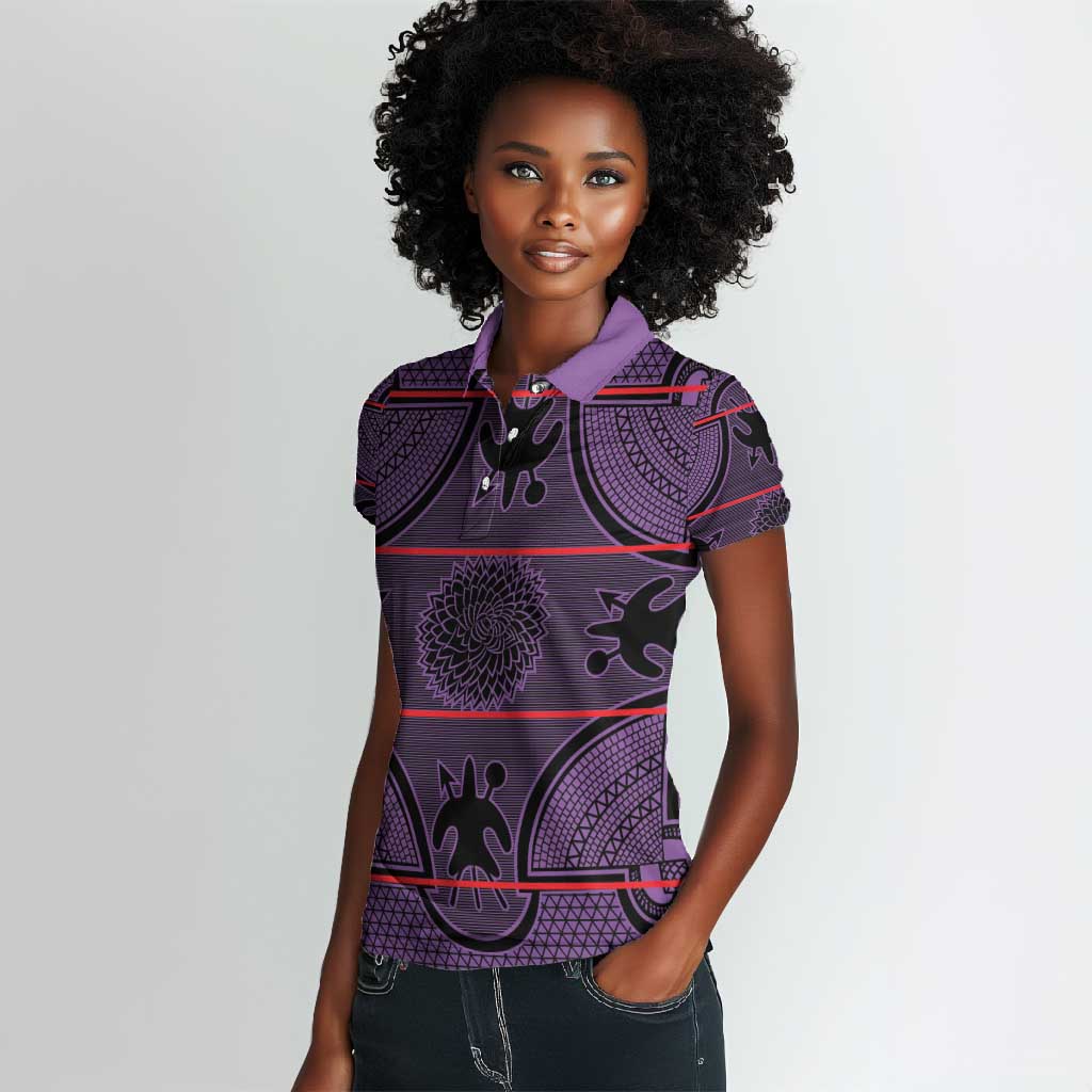 Basotho Blanket Women Polo Shirt Lesotho Seanamarena Heritage - Violet - African Pride