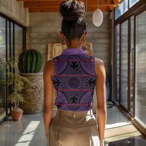 Basotho Blanket Women Sleeveless Polo Shirt Lesotho Seanamarena Heritage - Violet - African Pride