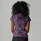 Basotho Blanket Women V-Neck T-Shirt Lesotho Seanamarena Heritage - Violet - African Pride