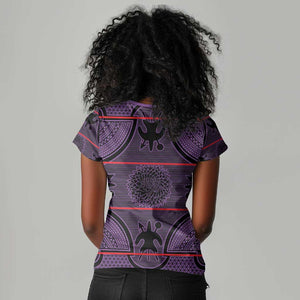 Basotho Blanket Women V-Neck T-Shirt Lesotho Seanamarena Heritage - Violet - African Pride
