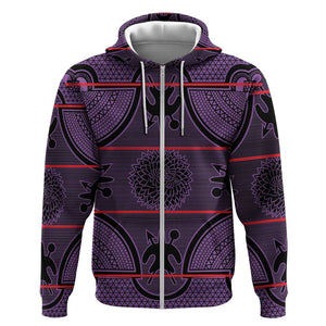 Basotho Blanket Zip Hoodie Lesotho Seanamarena Heritage - Violet - African Pride
