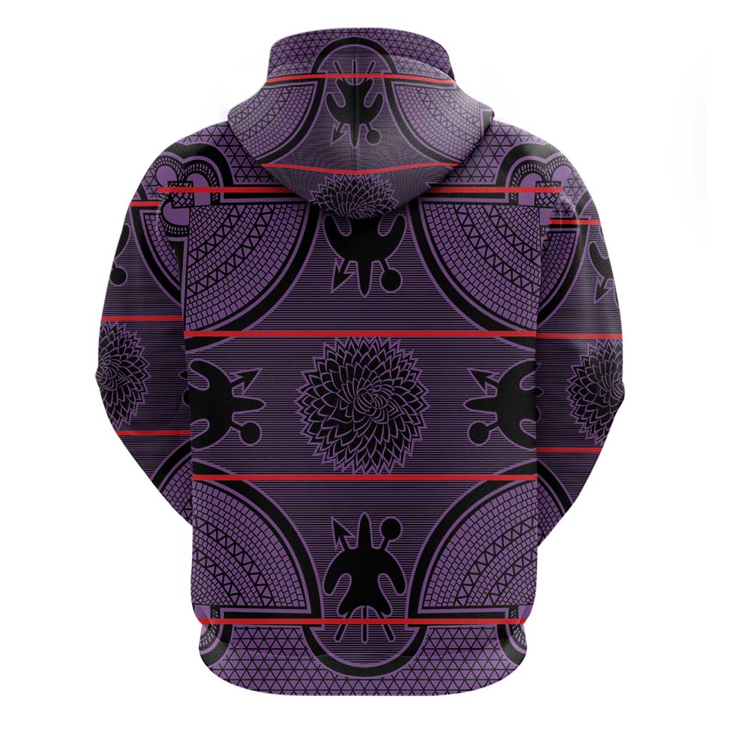 Basotho Blanket Zip Hoodie Lesotho Seanamarena Heritage - Violet - African Pride