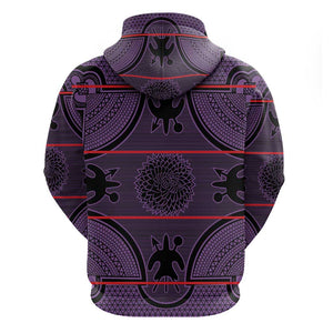 Basotho Blanket Zip Hoodie Lesotho Seanamarena Heritage - Violet - African Pride