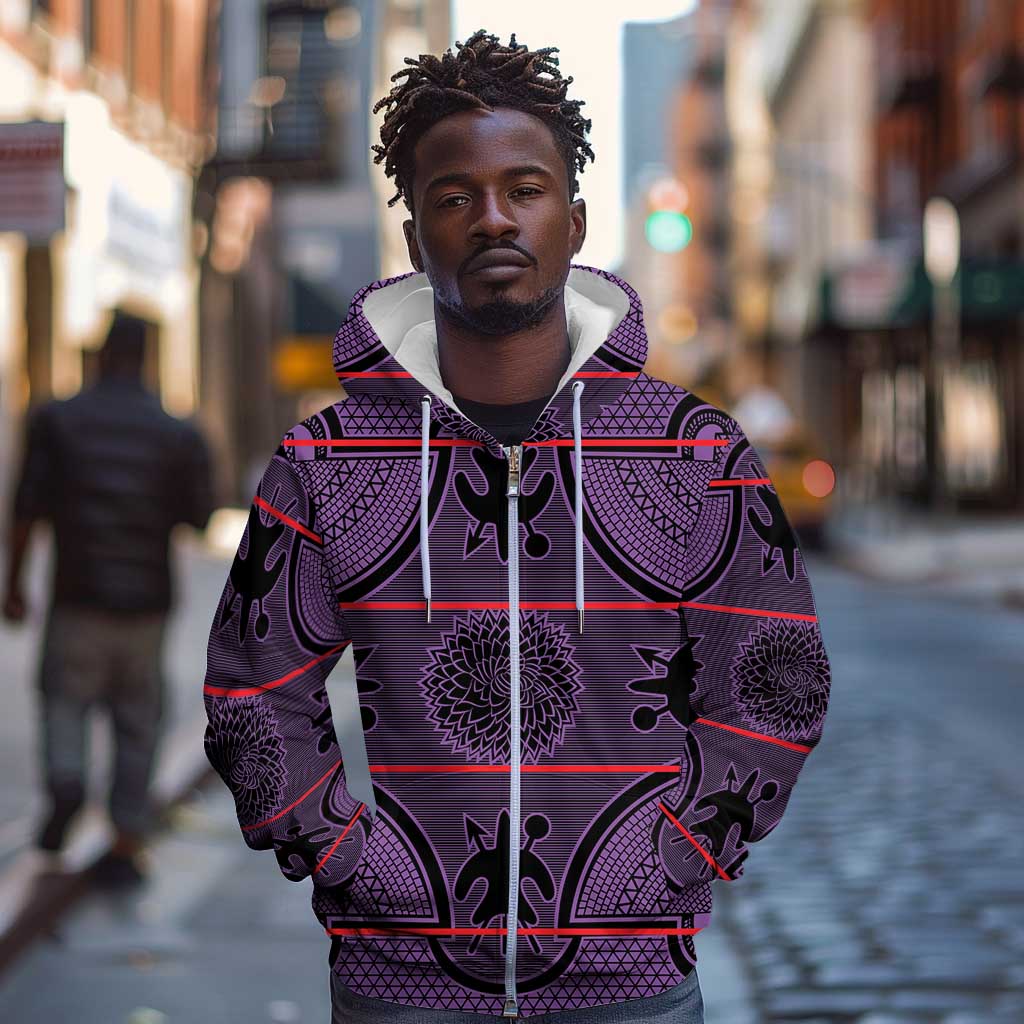 Basotho Blanket Zip Hoodie Lesotho Seanamarena Heritage - Violet - African Pride