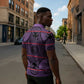 Lesotho Seanamarena Zipper Polo Shirt Basotho Traditional Blanket Style - Violet