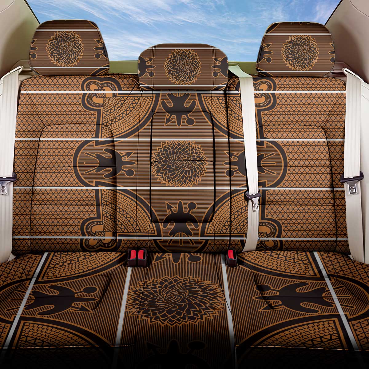 Basotho Blanket Back Car Seat Cover Lesotho Seanamarena Heritage - Orange - African Pride