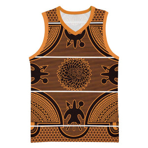 Basotho Blanket Basketball Jersey Lesotho Seanamarena Heritage - Orange - African Pride