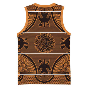 Basotho Blanket Basketball Jersey Lesotho Seanamarena Heritage - Orange - African Pride