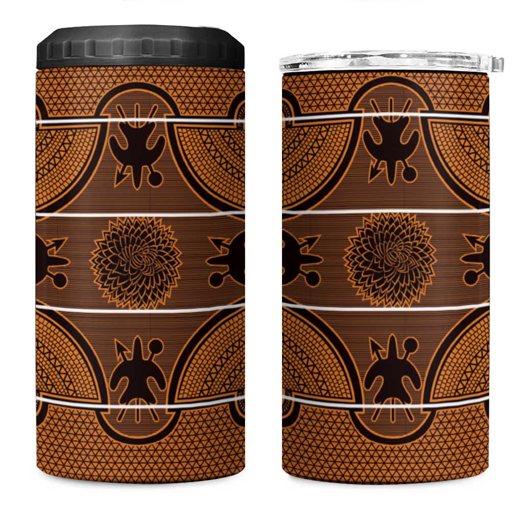 Basotho Blanket 4 in 1 Can Cooler Tumbler Lesotho Seanamarena Heritage - Orange - African Pride