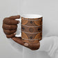 Lesotho Seanamarena Ceramic Mug Basotho Traditional Blanket Style - Orange