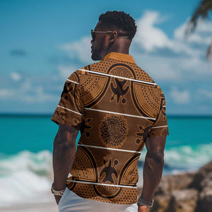 Basotho Blanket Hawaiian Shirt Lesotho Seanamarena Heritage - Orange - African Pride
