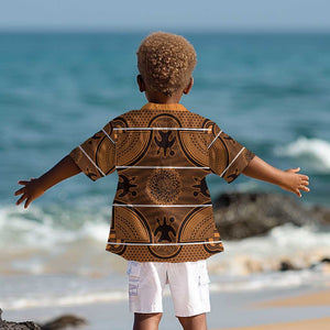Basotho Blanket Kid Hawaiian Shirt Lesotho Seanamarena Heritage - Orange - African Pride
