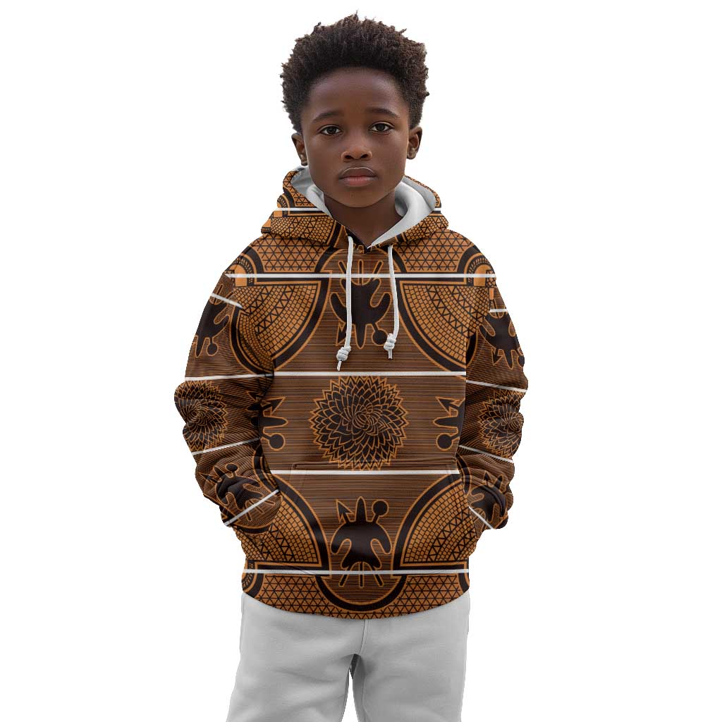 Basotho Blanket Kid Hoodie Lesotho Seanamarena Heritage - Orange - African Pride