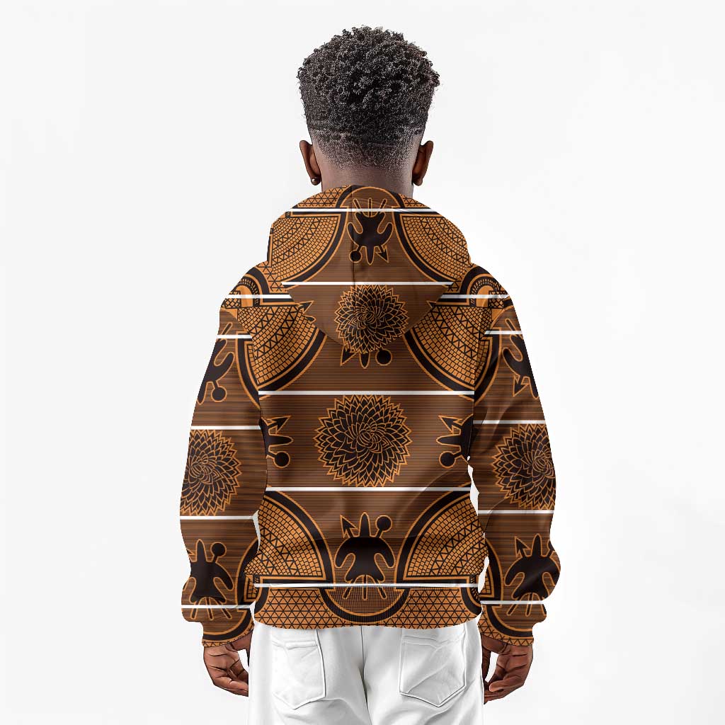 Basotho Blanket Kid Hoodie Lesotho Seanamarena Heritage - Orange - African Pride