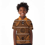 Basotho Blanket Kid Polo Shirt Lesotho Seanamarena Heritage - Orange - African Pride