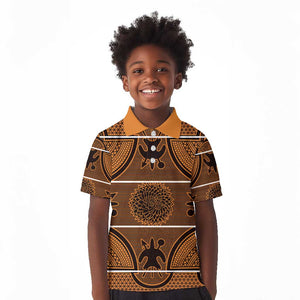 Basotho Blanket Kid Polo Shirt Lesotho Seanamarena Heritage - Orange - African Pride